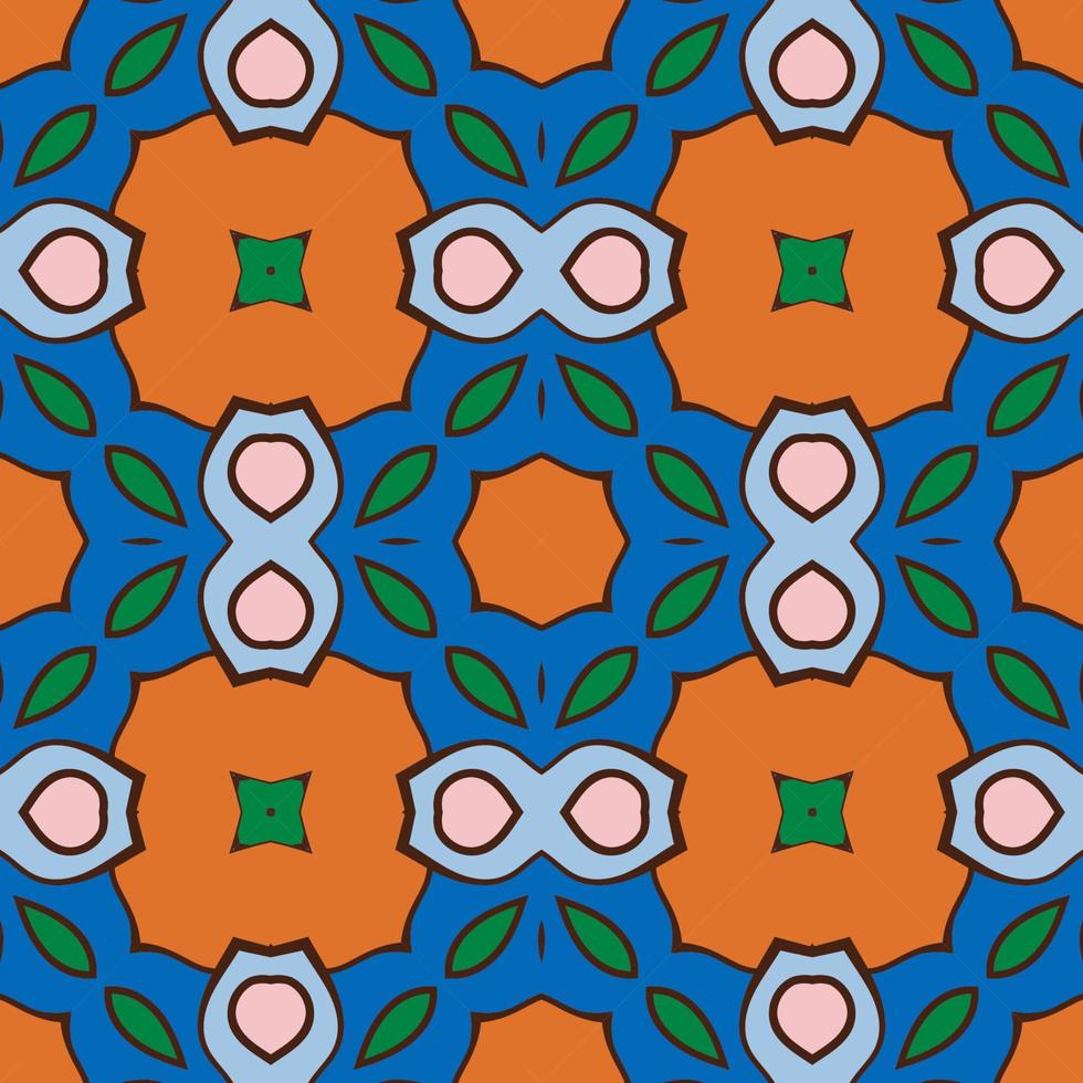 patrón sin costuras de flores geométricas de garabatos coloridos abstractos. fondo floral. mosaico de caleidoscopio, mosaico geo de adorno de línea delgada. vector