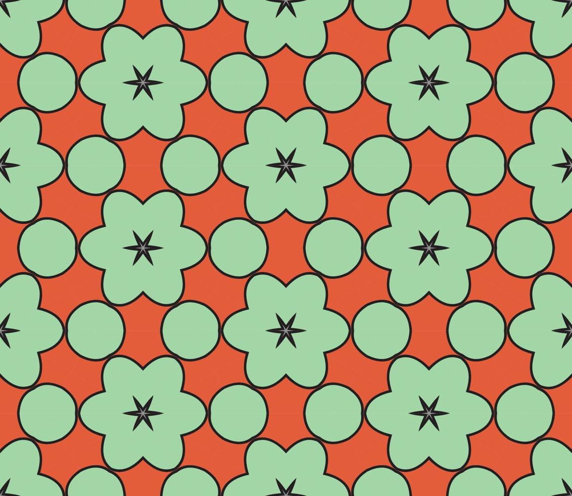 Abstract colorful doodle geometric flower seamless pattern. Floral background. Kaleidoscope mosaic, geo tile of thin line ornament. vector