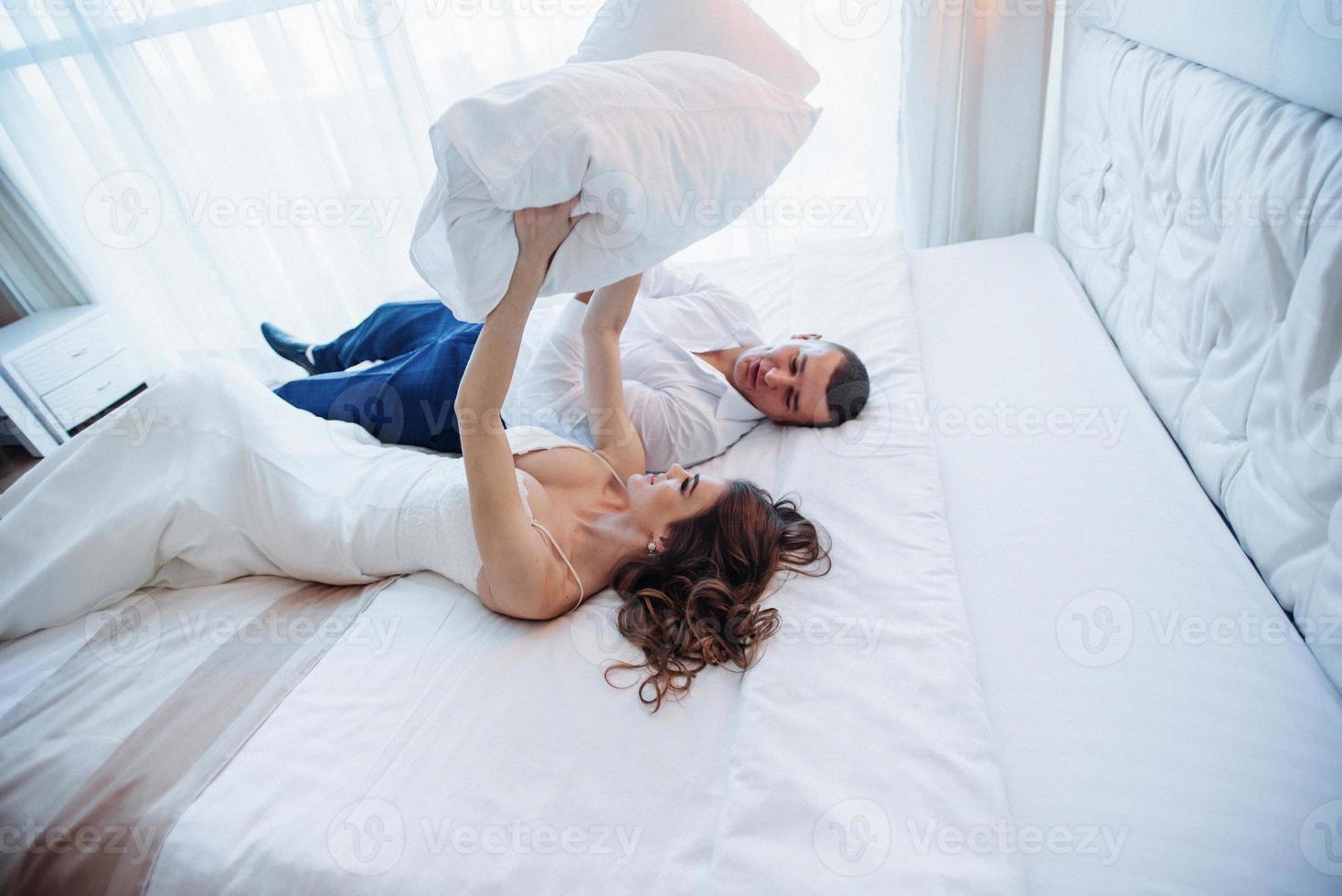 bride in hotel room photo