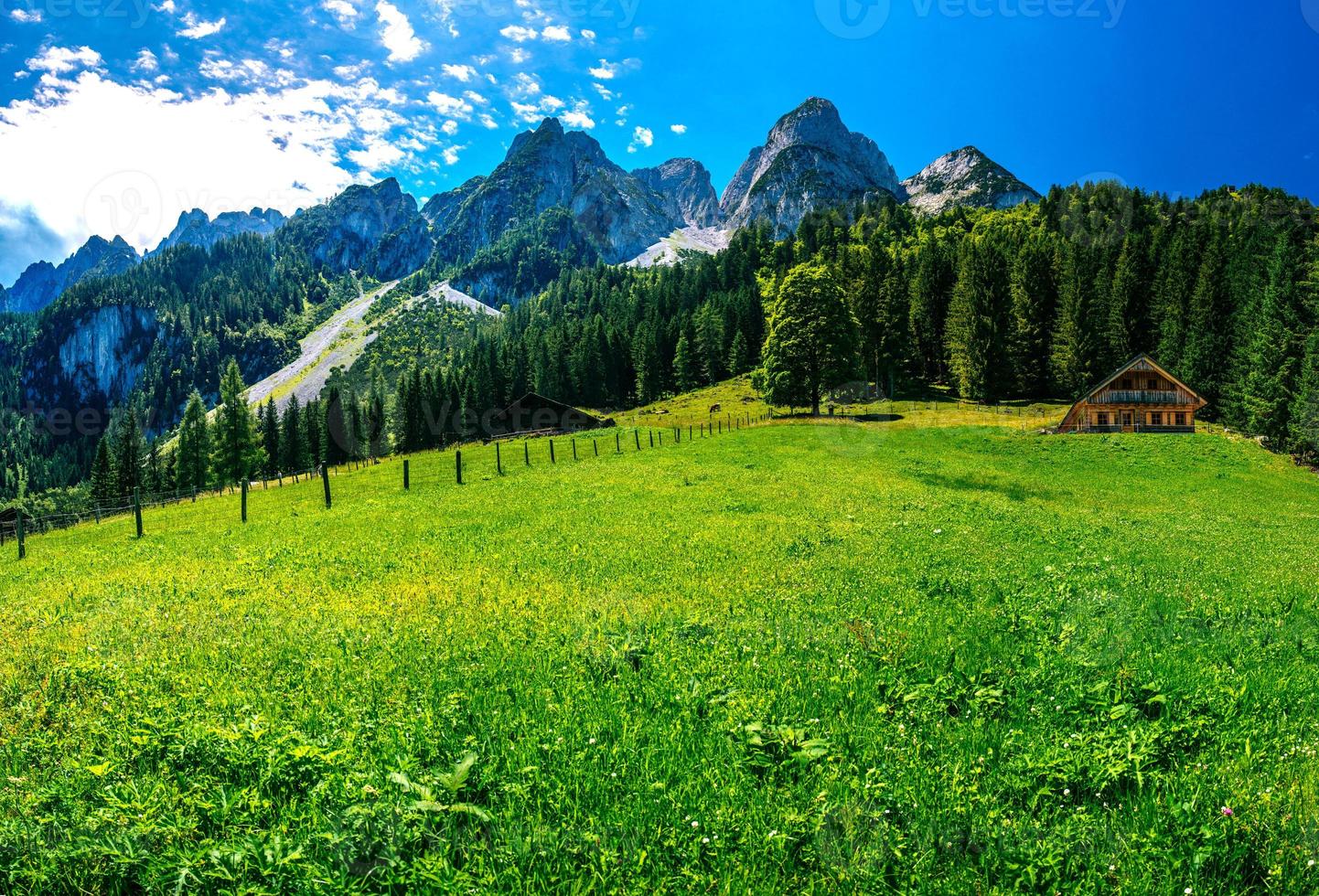 Farm house near mountain photo