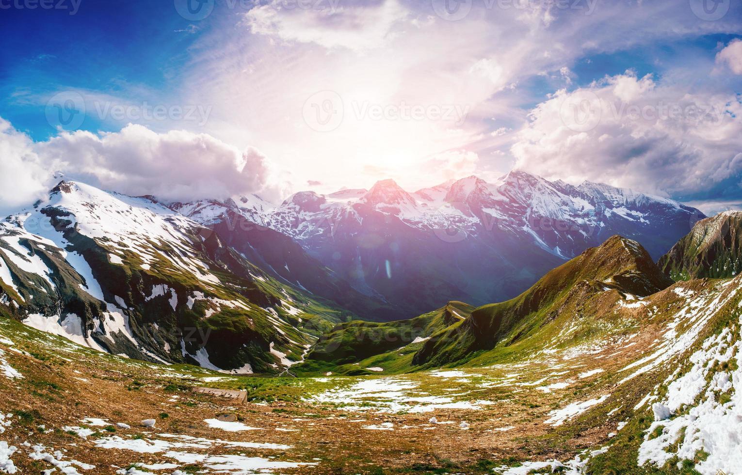 Fantastic landscape almost snow-capped mountains photo