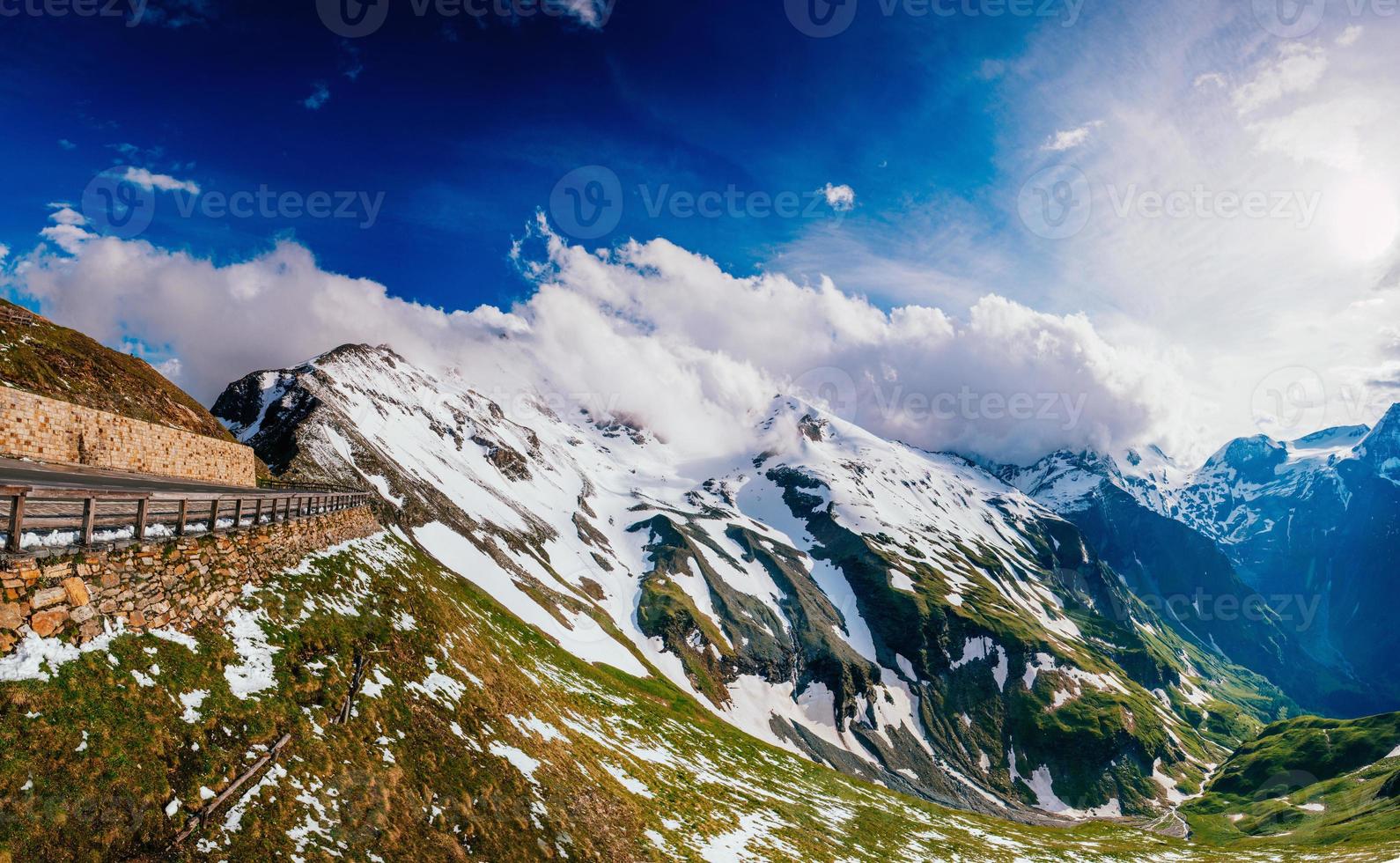 Fantastic landscape almost snow-capped mountains photo