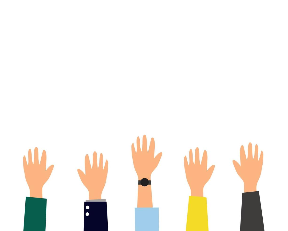 Many raised hands, vote concept. Cartoon vector style for your design