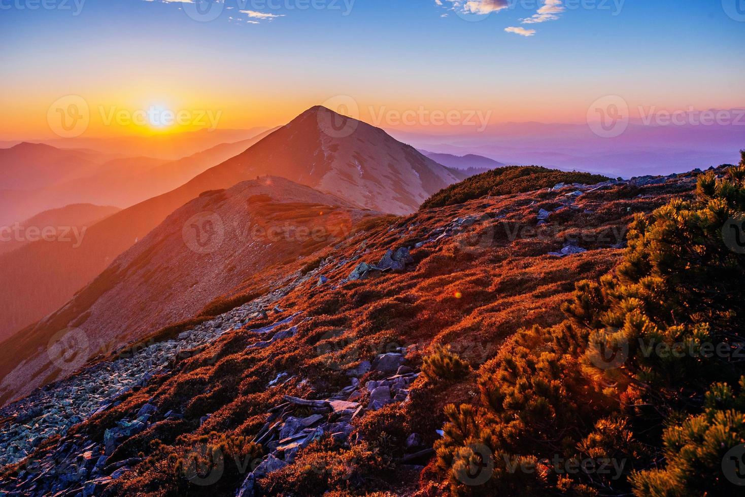 magic sunset in the mountains photo