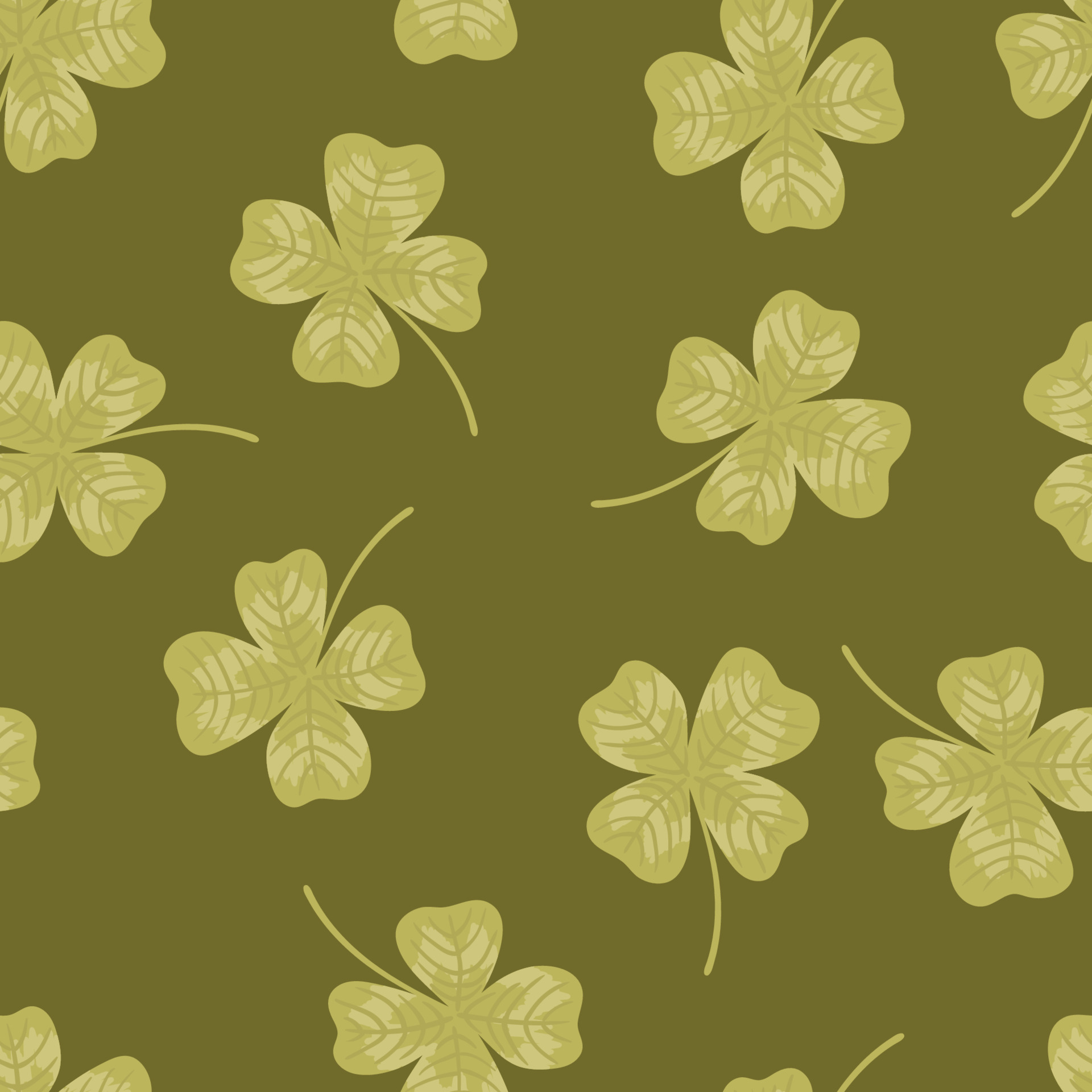 Four leaf clover vector seamless pattern. Lucky clover leaf four petals  cartoon texture. Green shamrock for St. Patrick's Day, Irish Holiday beer  festival background for fabric, wallpaper, wrap paper 7028519 Vector Art