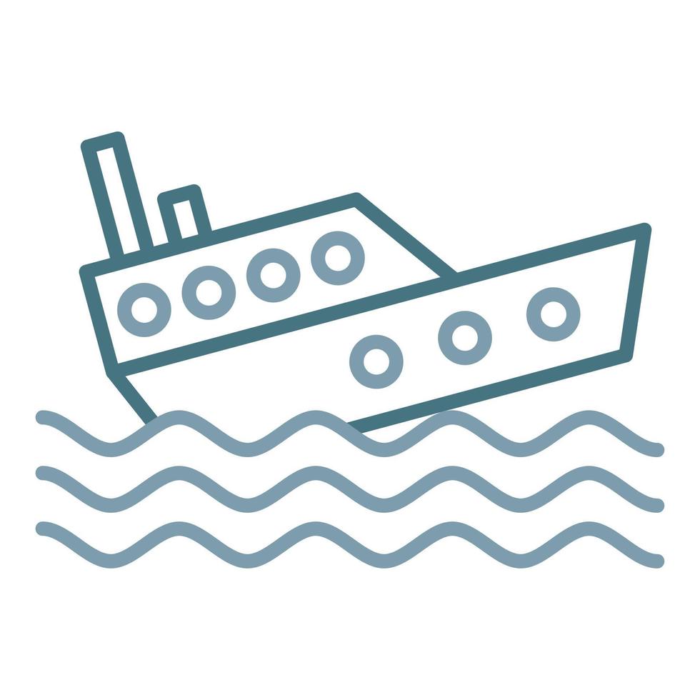 Boat Sink Line Two Color Icon vector