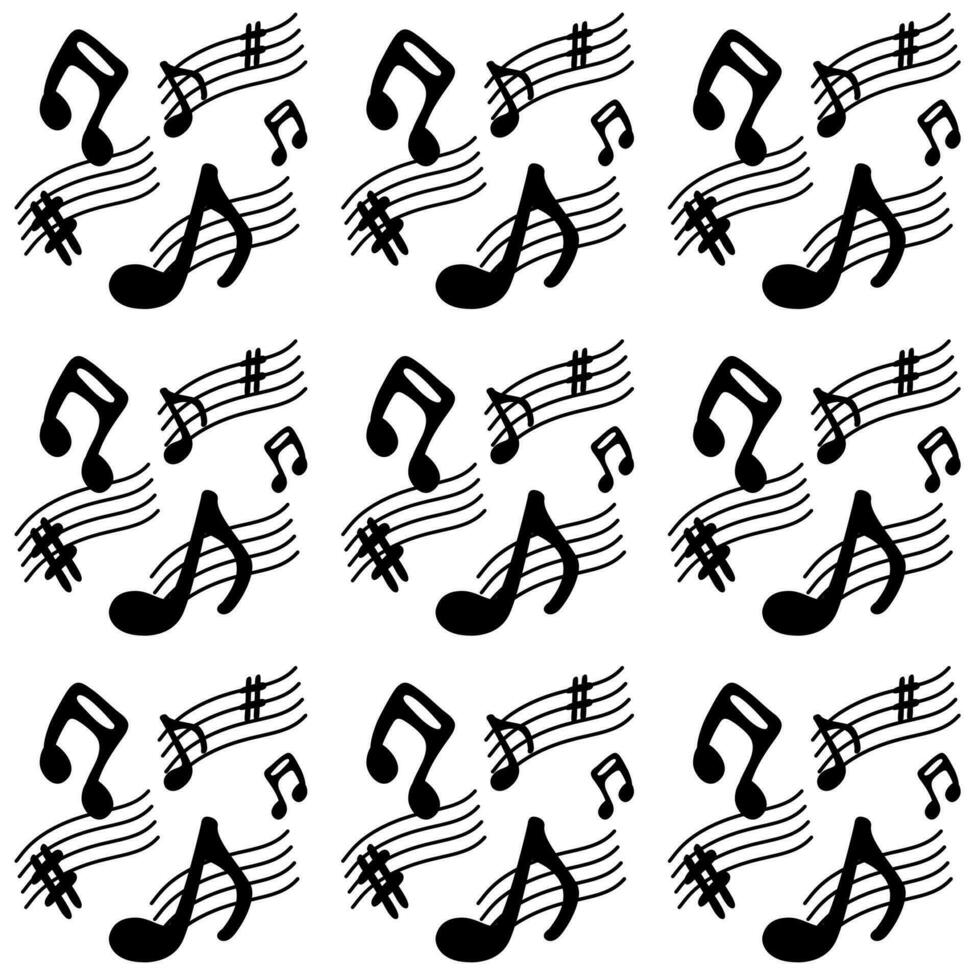 seamless background music notes black white background vector