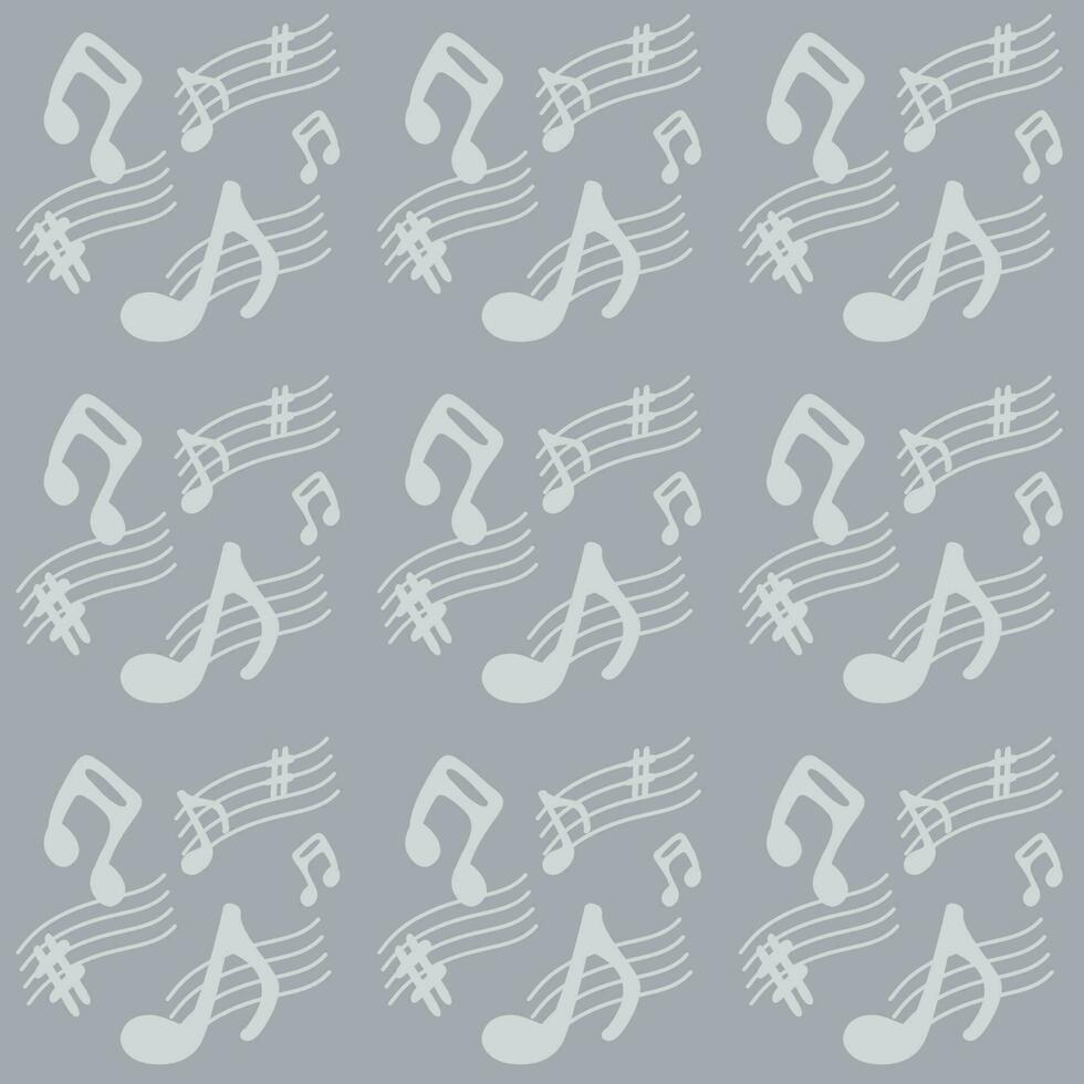 Seamless background with gray music notes vector