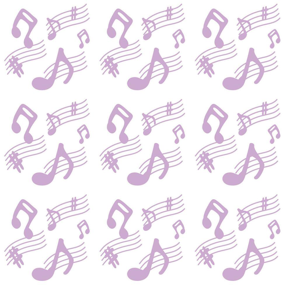 purple music note characters seamless background vector
