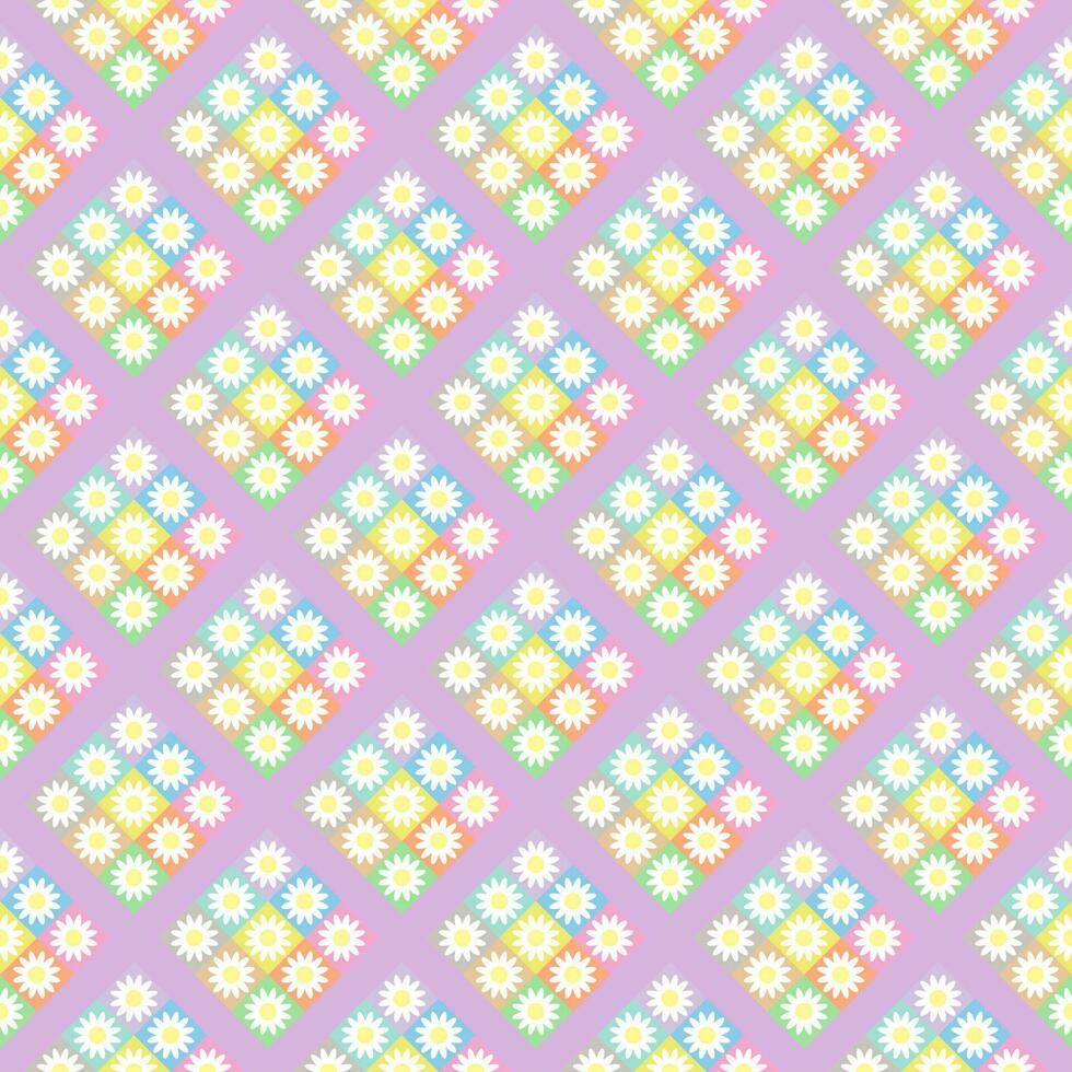 Seamless background with multicolored floral patterns on purple background. vector