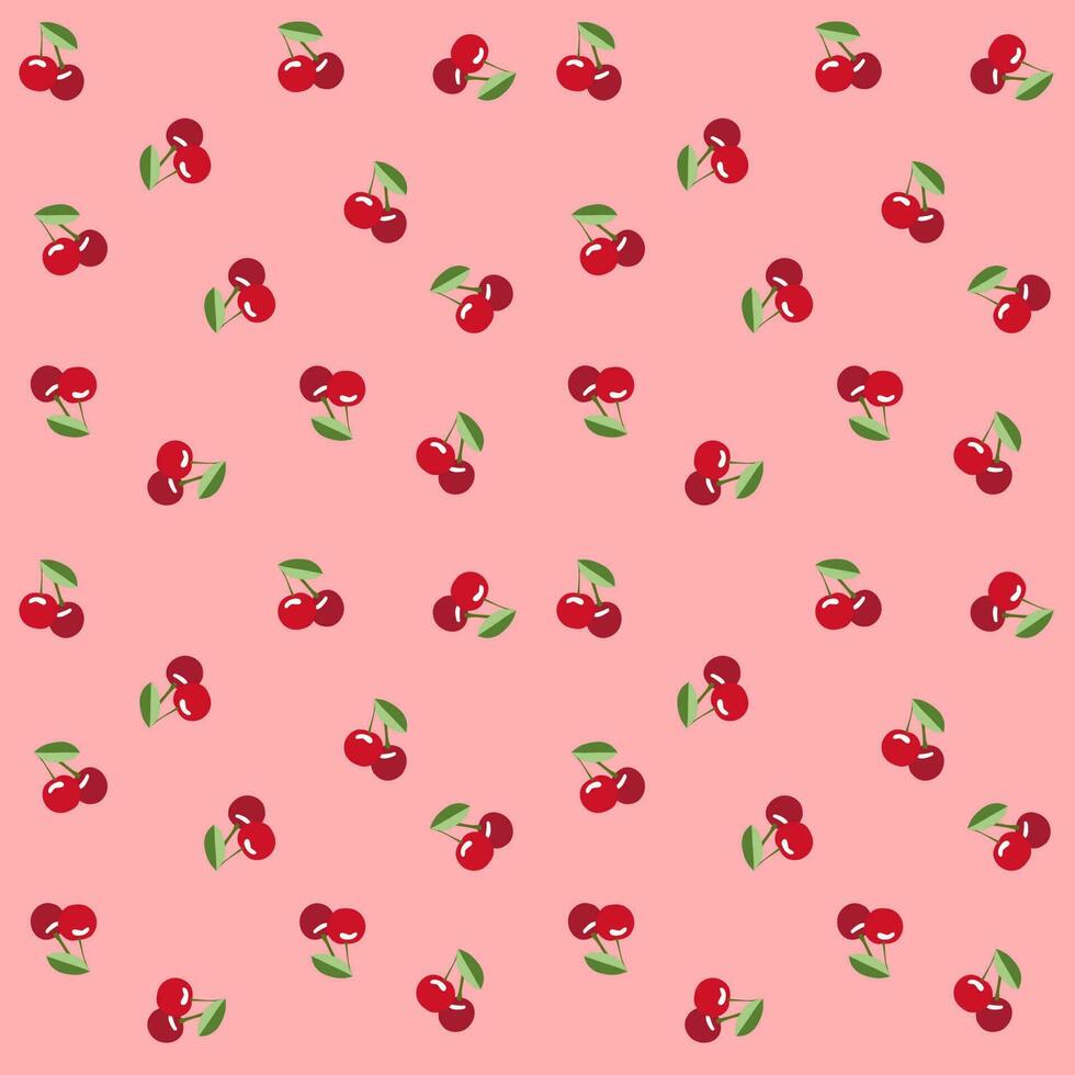 cherry pattern seamless background on pink background vector