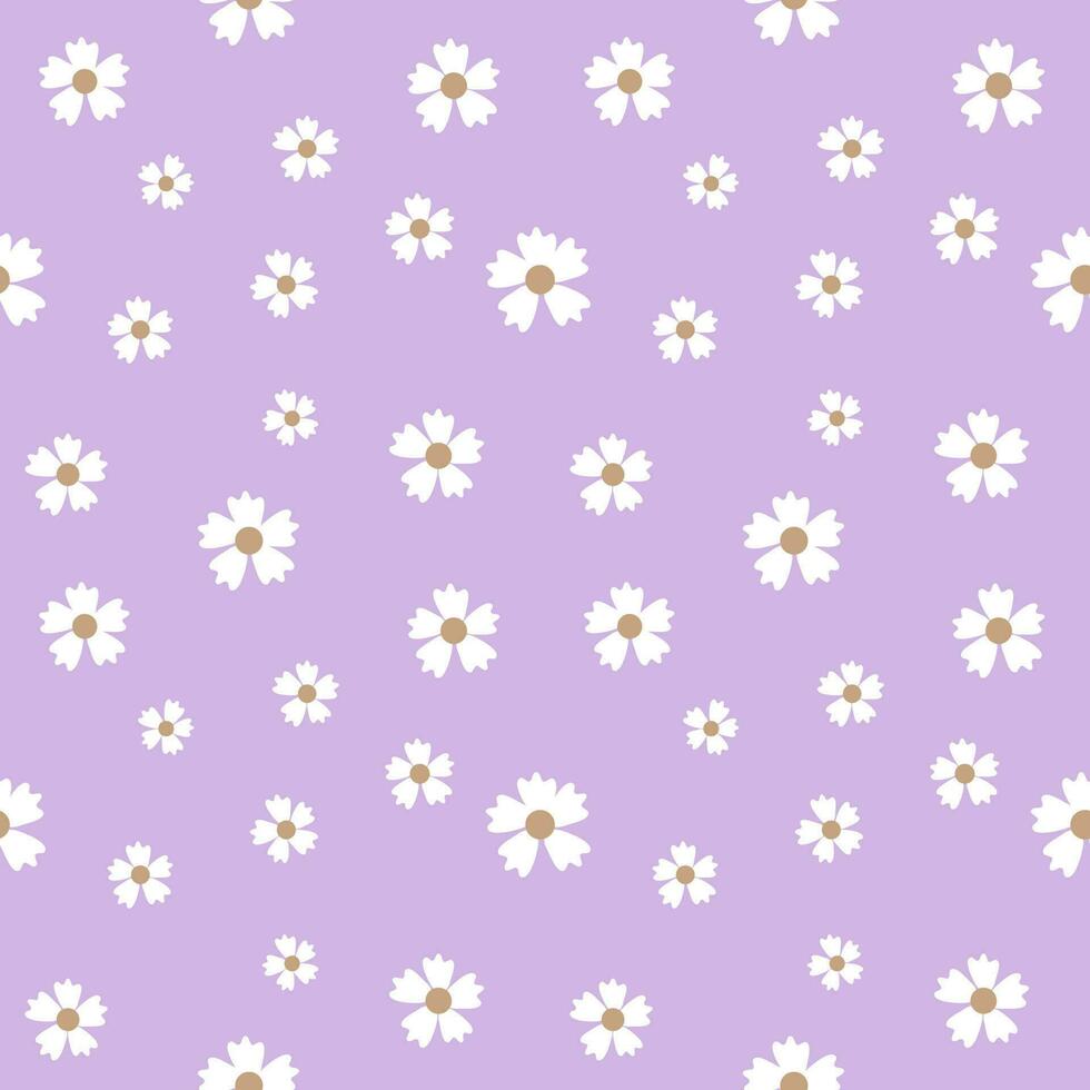 Seamless background with white flowers on a purple background. vector