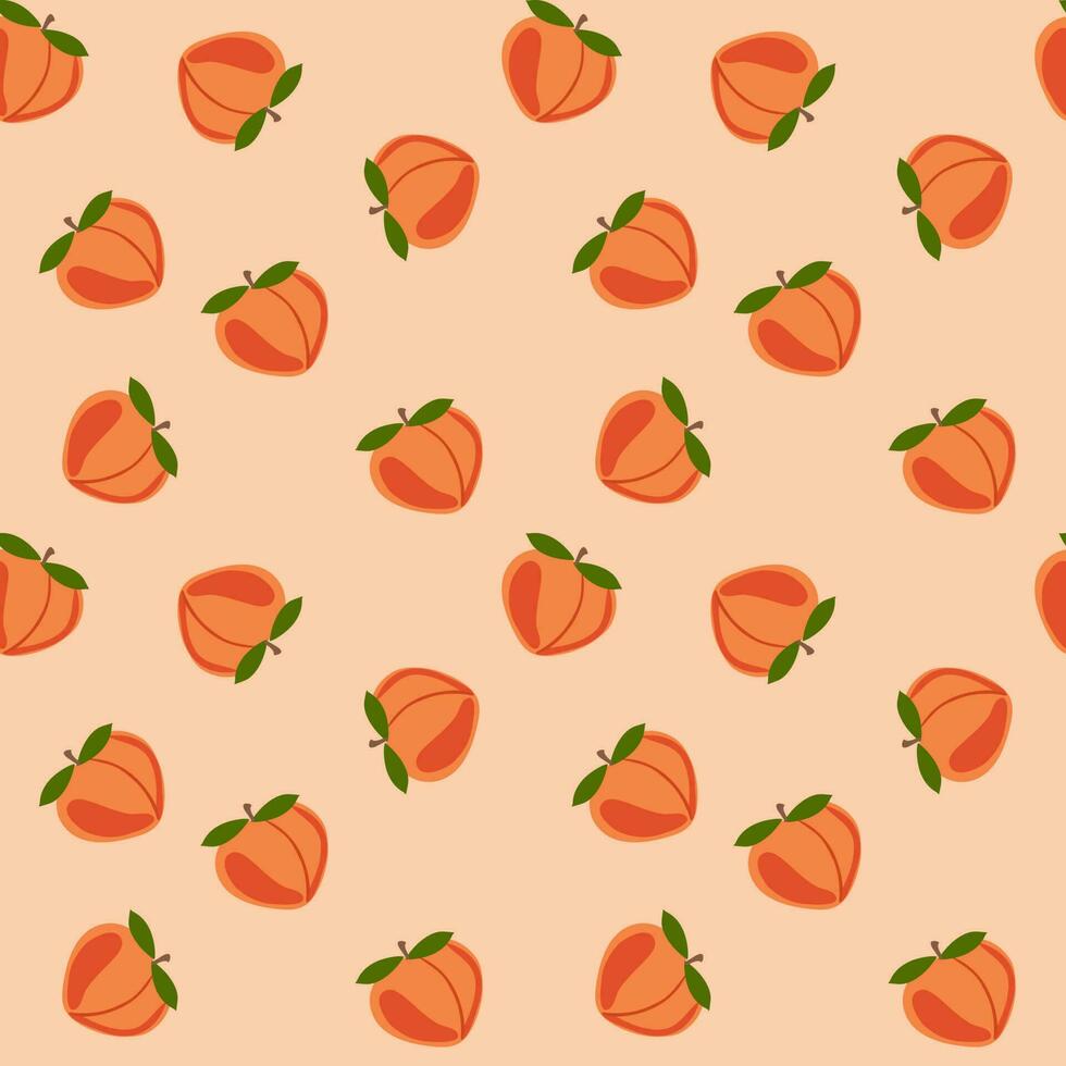 fondo transparente con patrón de melocotón sobre un lindo fondo naranja. vector