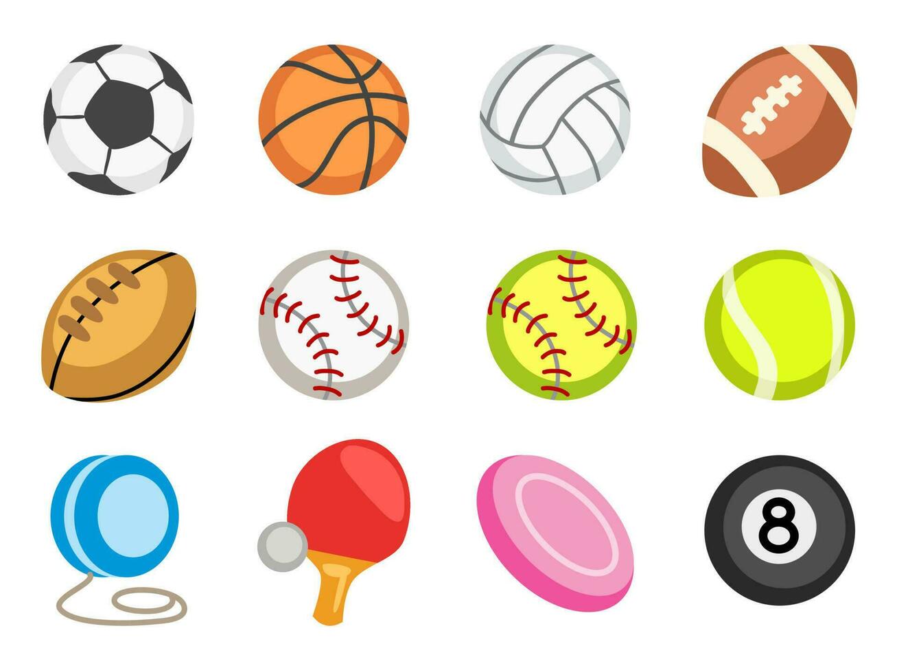 vector cartoon hand drawn sports equipment