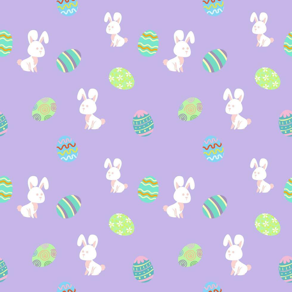Seamless Background Bunny And Eggs With Purple Background Painted Easter Festival vector
