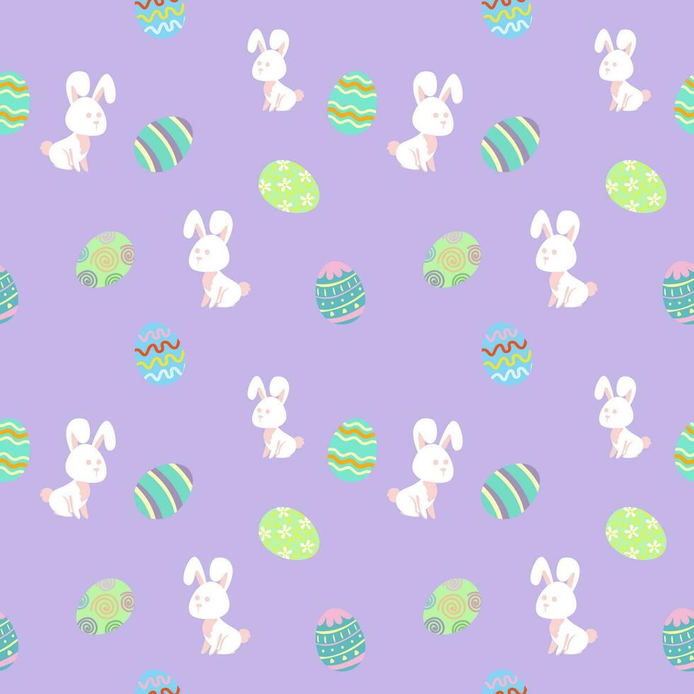 Seamless Background Bunny And Eggs With Purple Background Painted Easter Festival vector