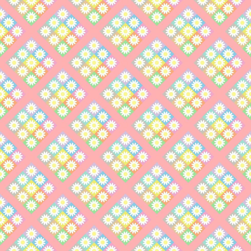 Seamless background with multicolored floral patterns on pink background. vector