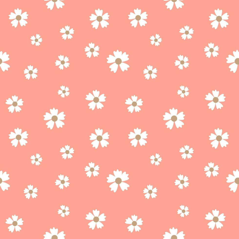 Seamless background with white flowers on a pink background. vector