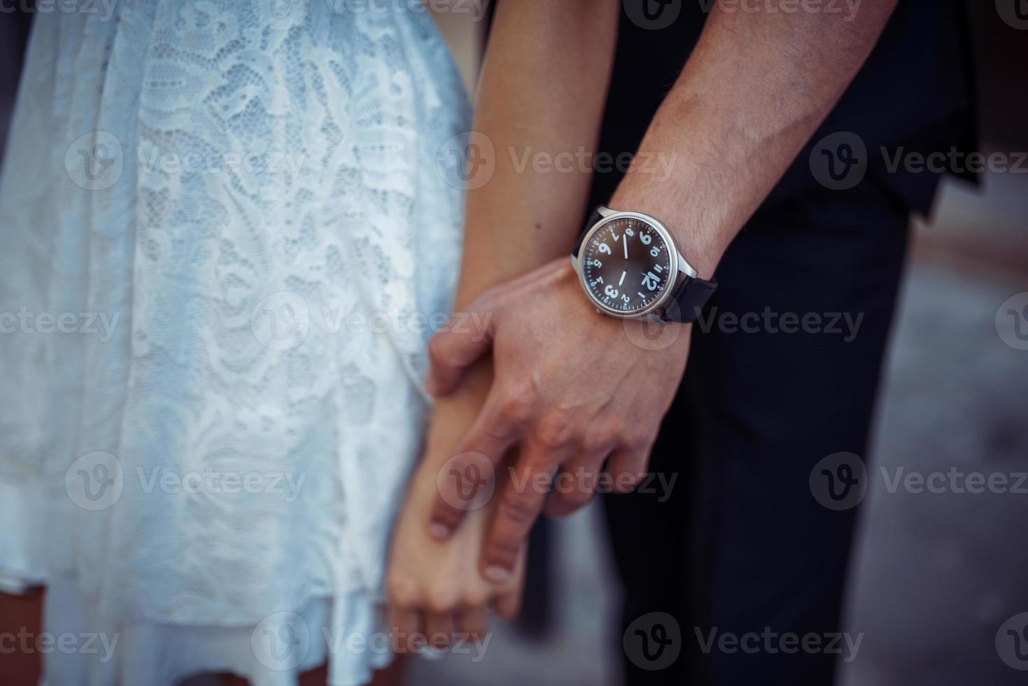 happy and loving couple walking and make photo in the old city