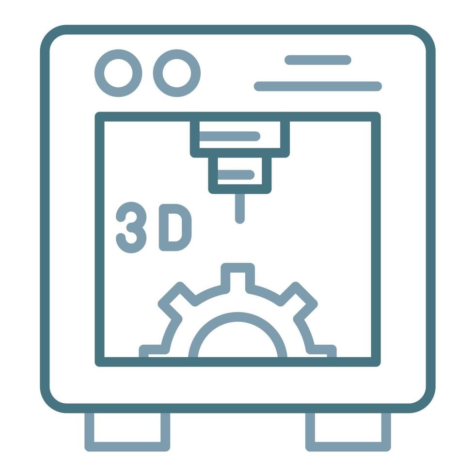 icono de dos colores de línea de impresora 3d vector