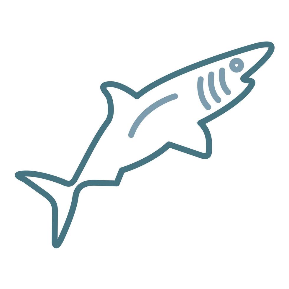 icono de línea de tiburón de dos colores vector