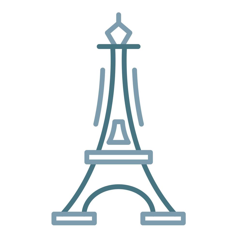 icono de dos colores de la línea de la torre eiffel vector