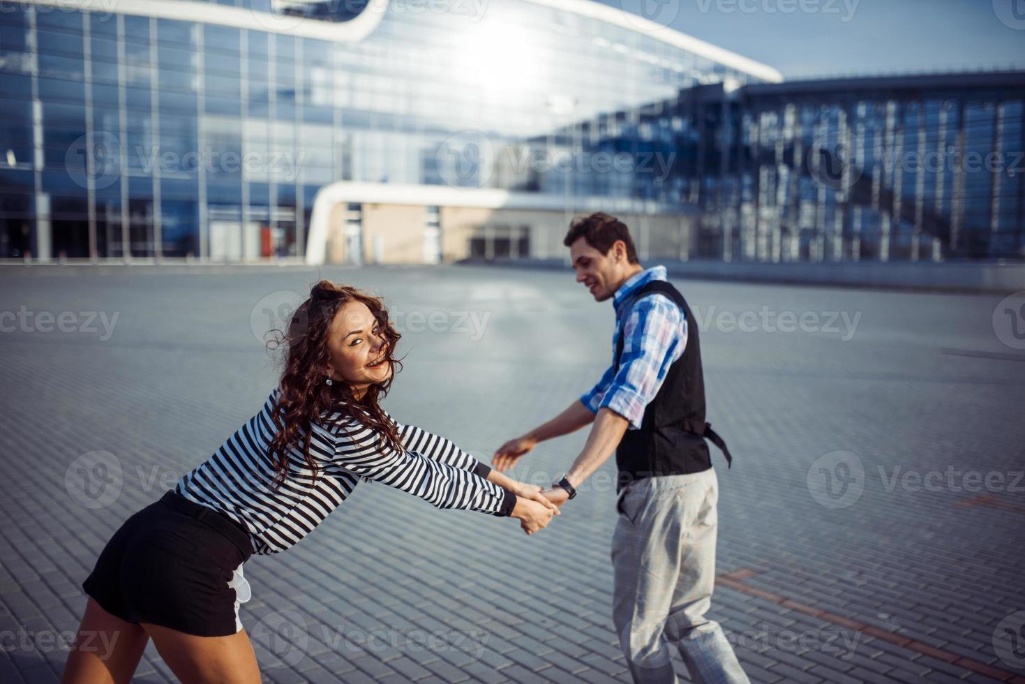 man and woman good time at the airport photo