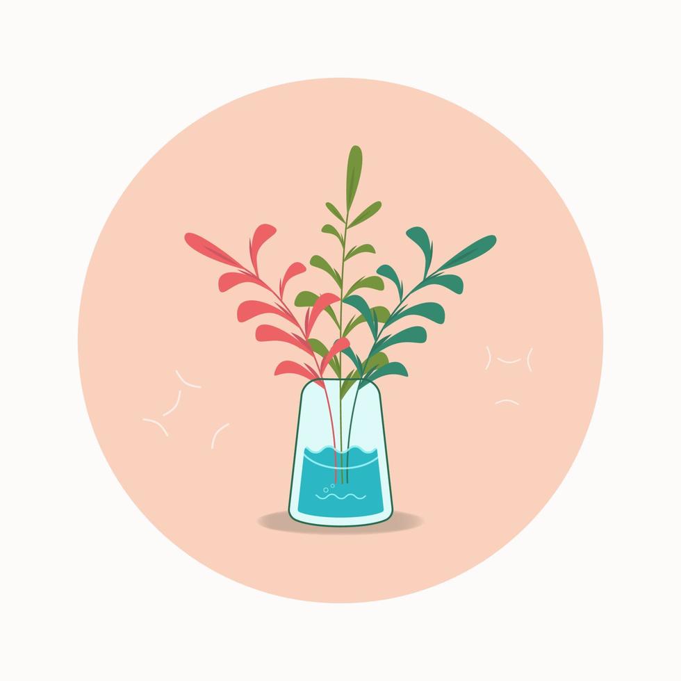 Nature flowers in bottle. Botanical  vector Illustration