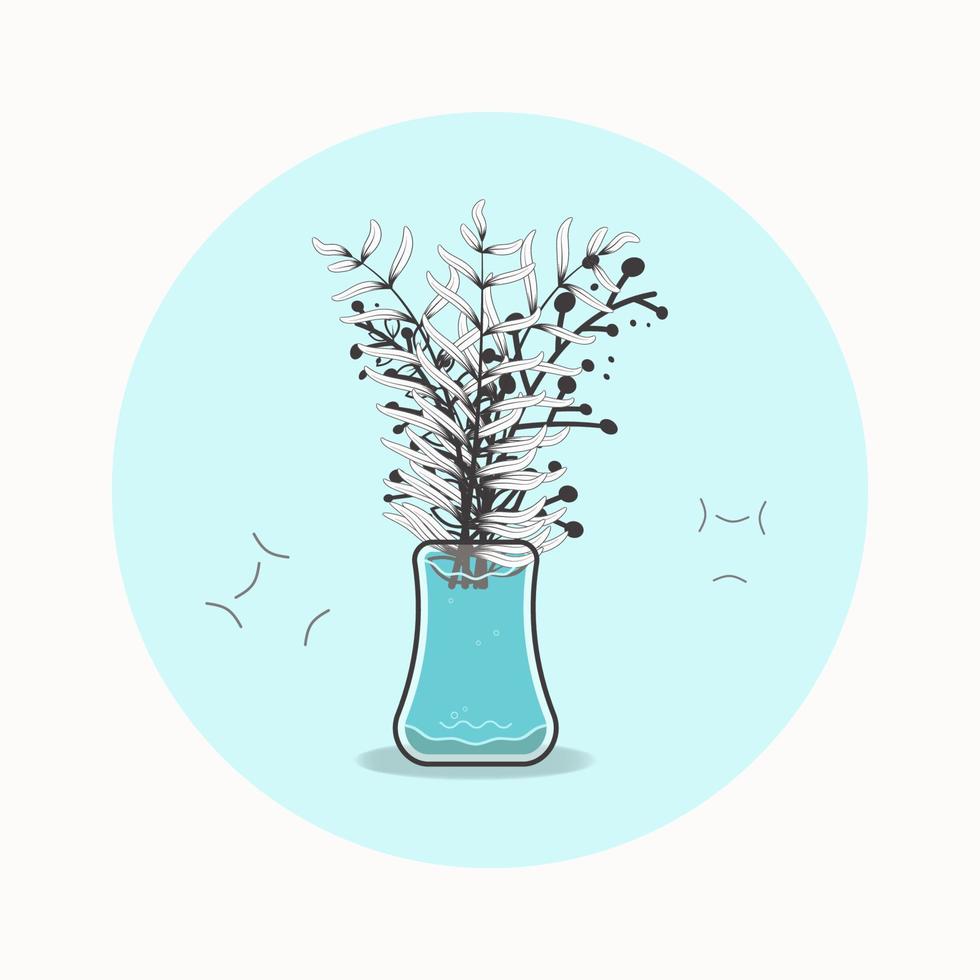 Nature Abstract  flowers in glass bottle vector Illustration