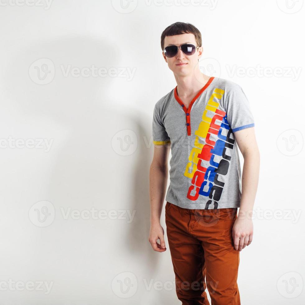 handsome man standing isolated photo