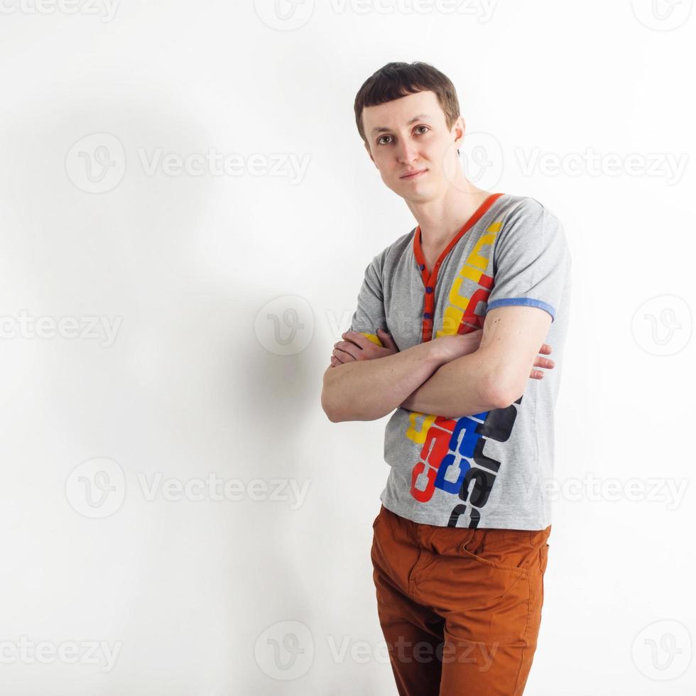 handsome man standing isolated photo