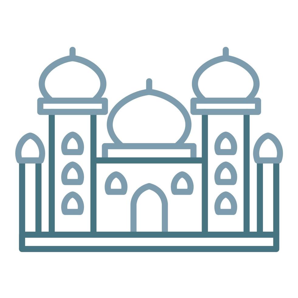 Taj Mahal Line Two Color Icon vector