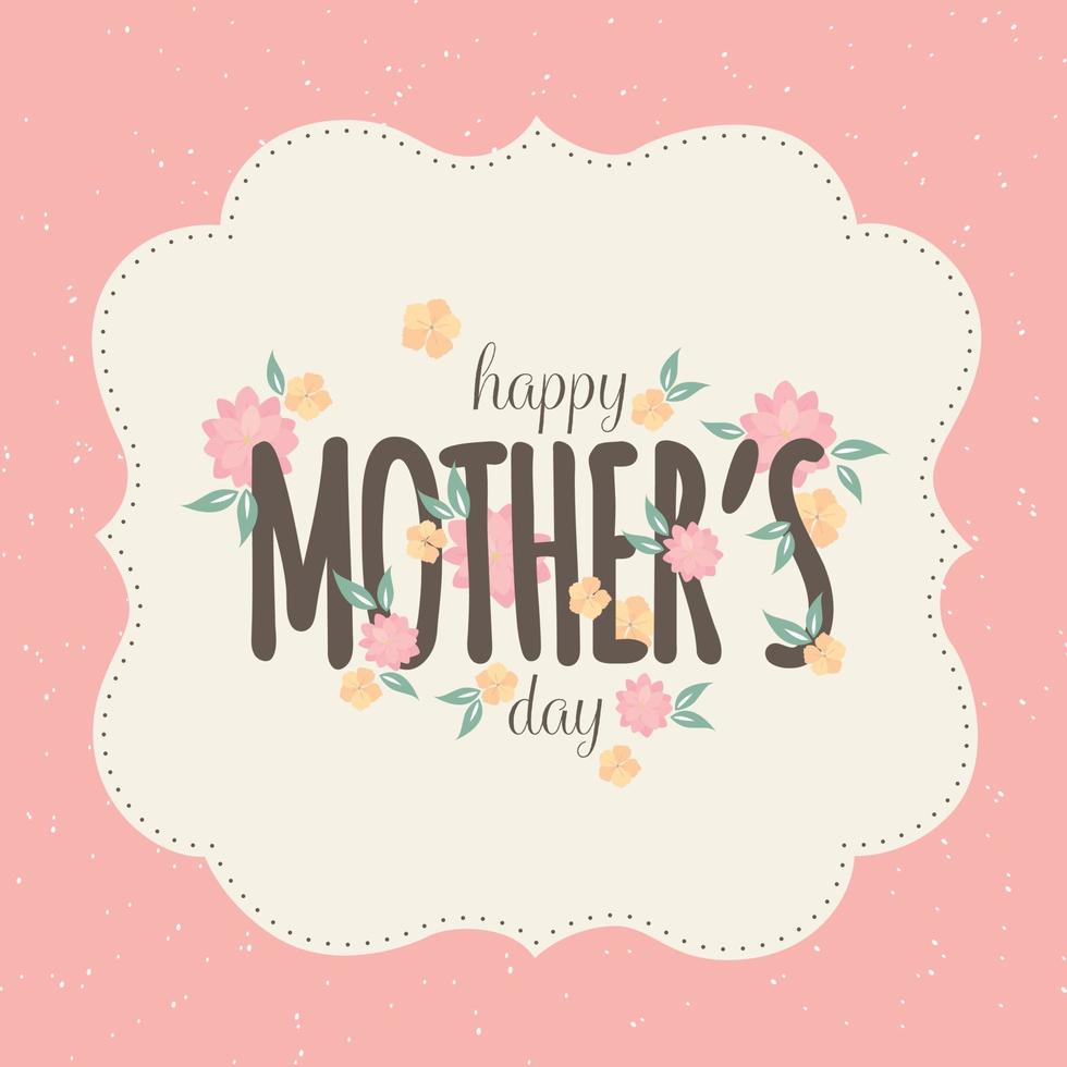 feliz tarjeta de felicitación del día de la madre con hermosas hojas y hermosas flores. fondo festivo. vector