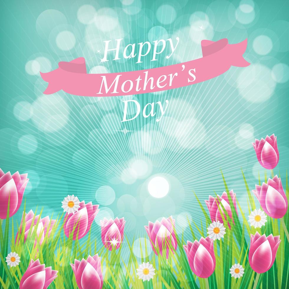 feliz día de la madre tulipanes diseño eps 10 ilustración vectorial para tarjeta de felicitación, anuncio, promoción, afiche, volante, blog, artículo, medios sociales, marketing vector