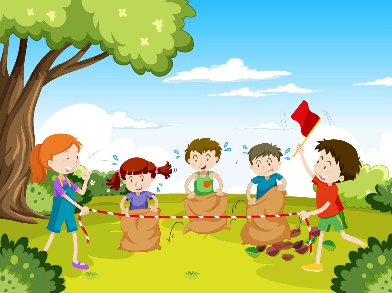 Kids doing physical activity vector