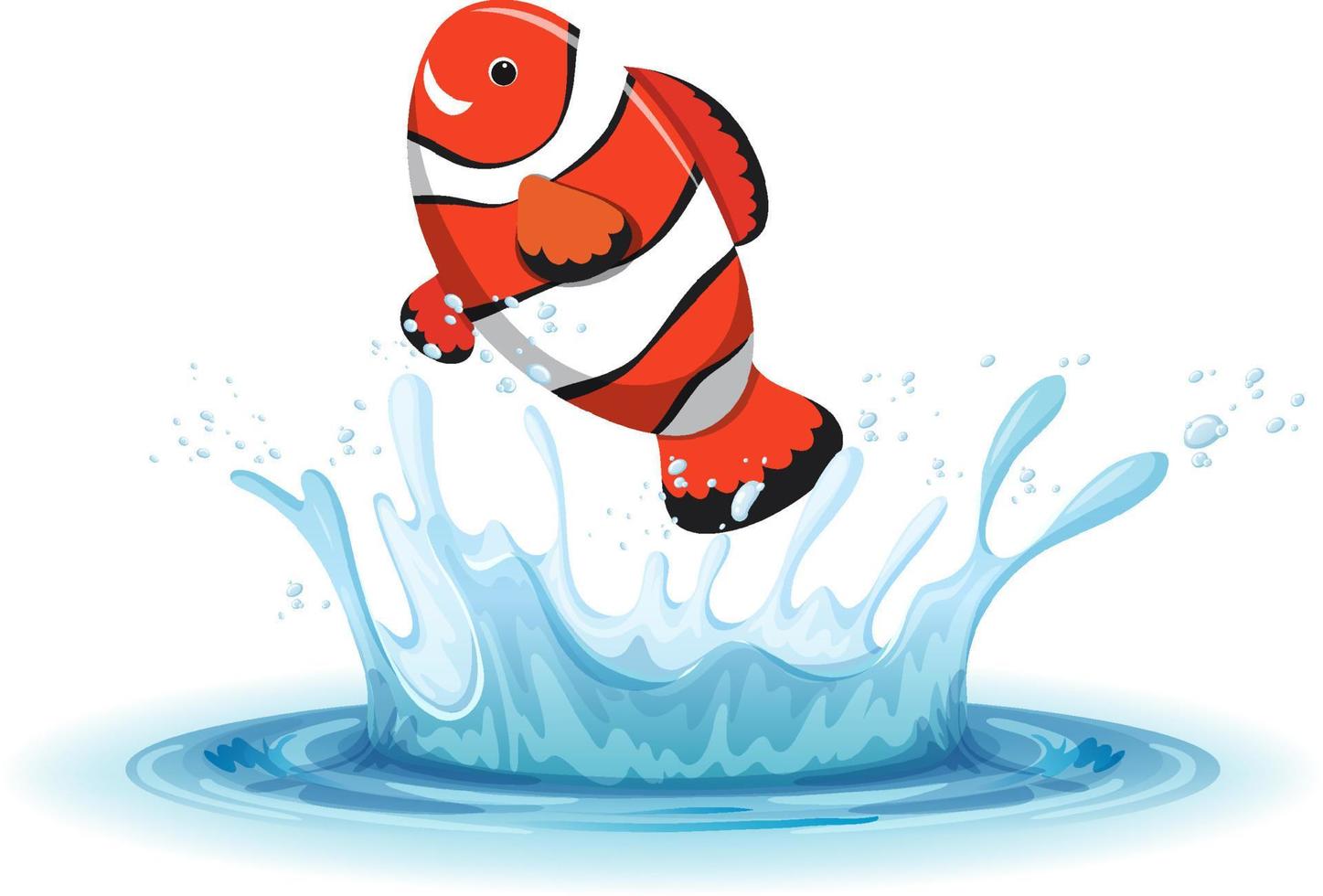 A water splash with fish on white background vector
