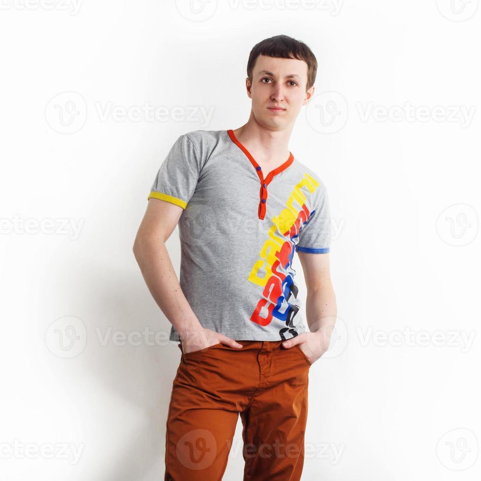 handsome man standing isolated photo