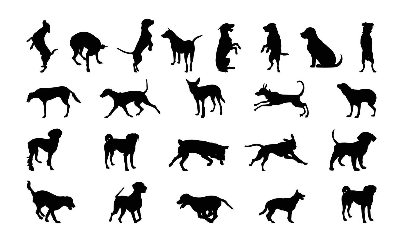 Vector silhouette of a dog on white background.