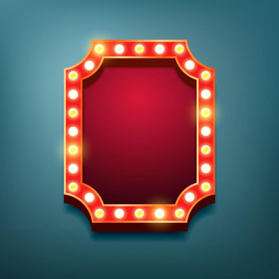 Retro vintage light bulbs frame. Vector illustration