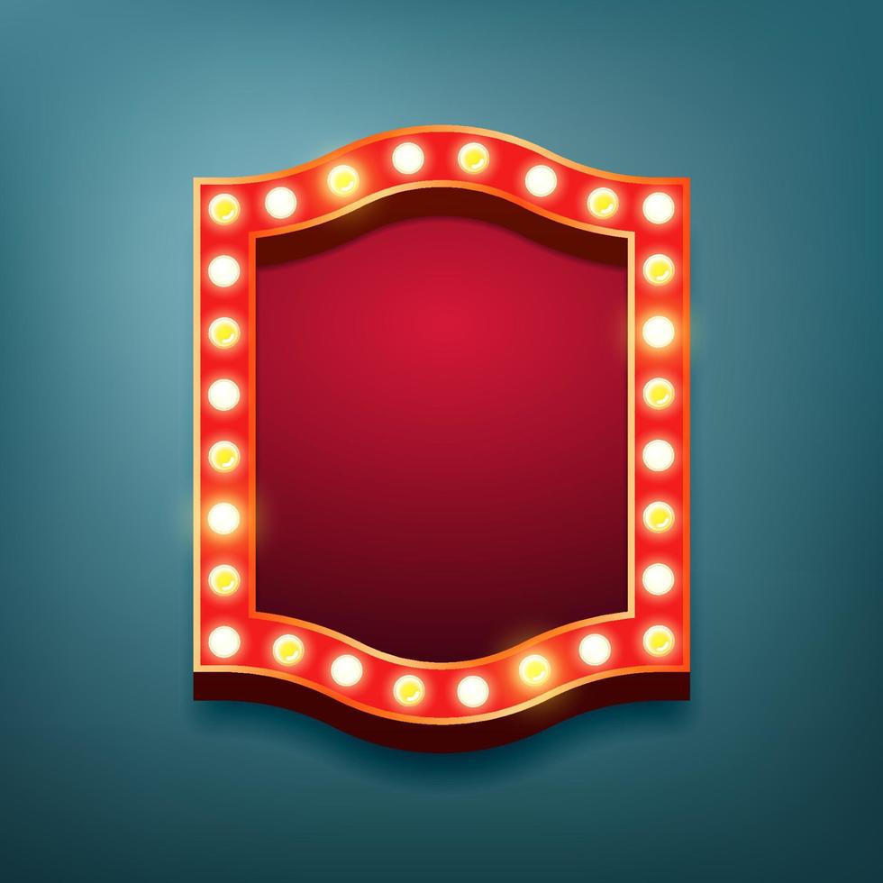 Retro vintage light bulbs frame. Vector illustration