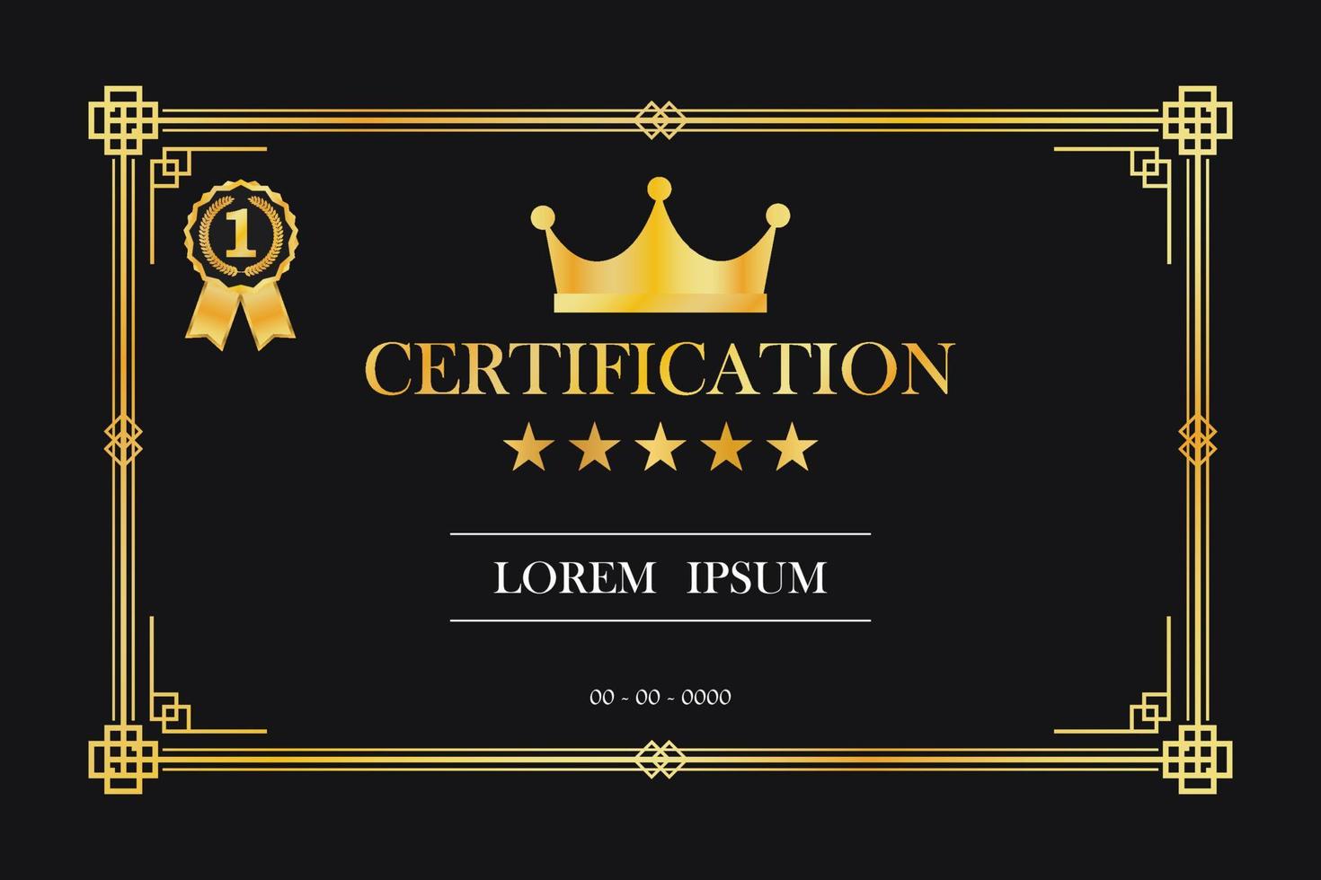 Certification card frame template. Vintage retro luxury design. Vector illustration