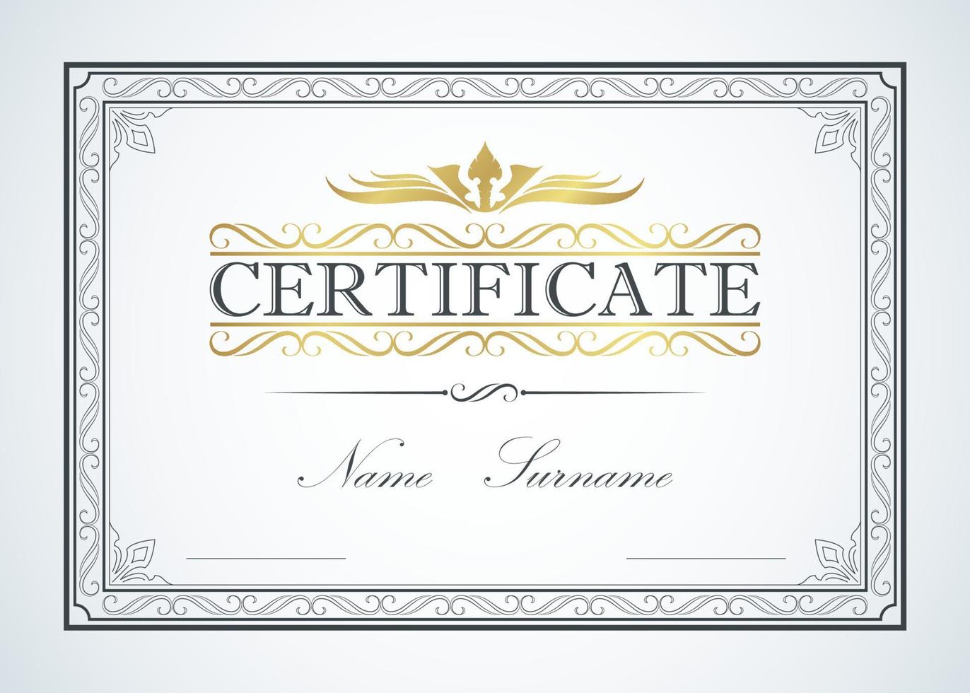 Certificate border frame template guide design. Retro vintage luxury for text. Decorative with classic pattern. Vector illustration