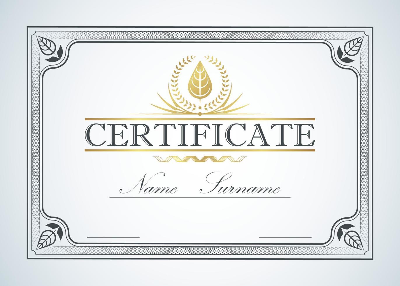Certificate border frame template guide design. classic line pattern vector