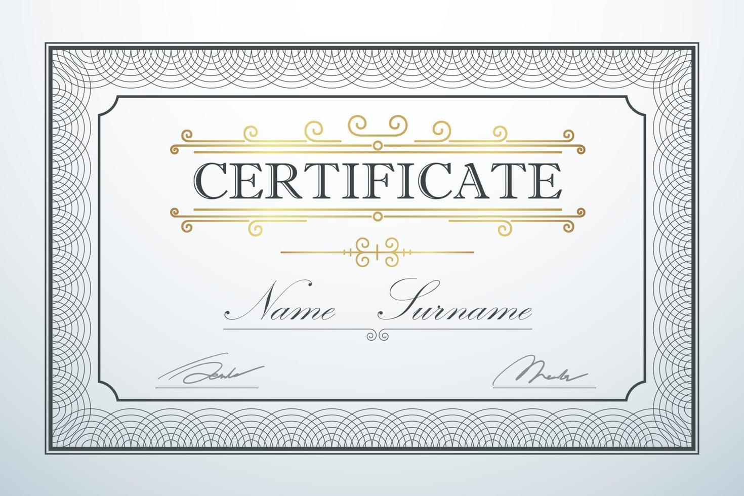 Certificate card frame template guide design. Retro vector