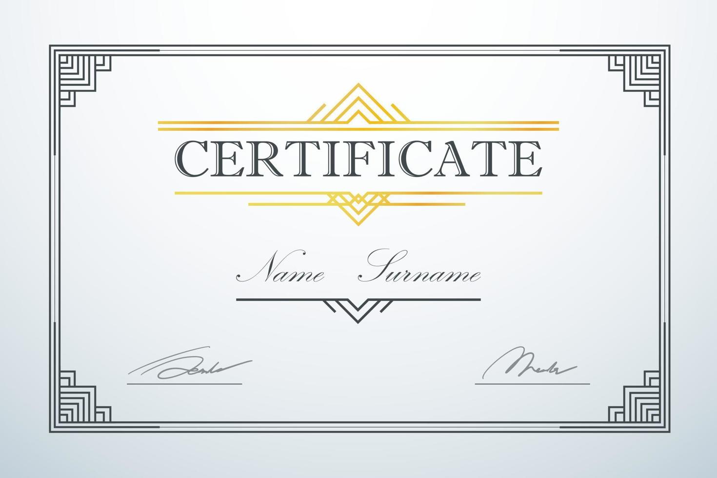 Certification card frame template. Vintage luxury design. Vector illustration