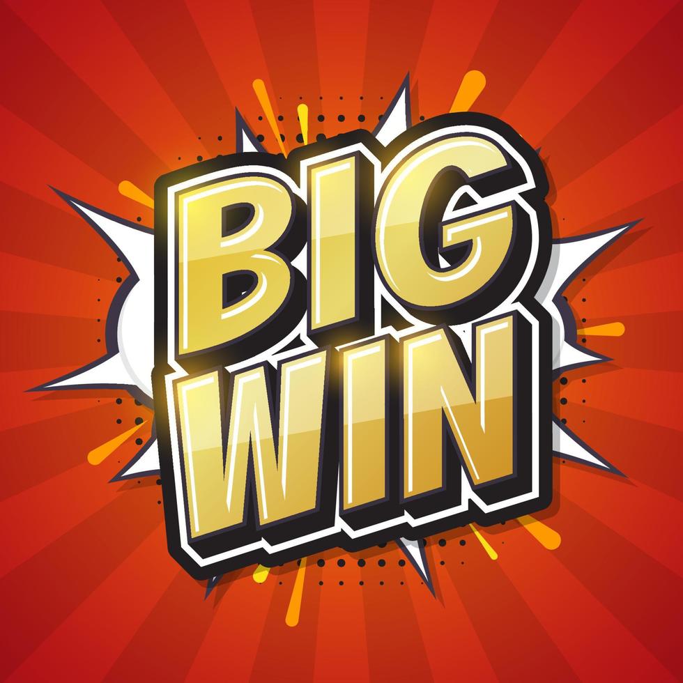Big Win, Font expression pop art. Comic speech bubble. Vector illustration