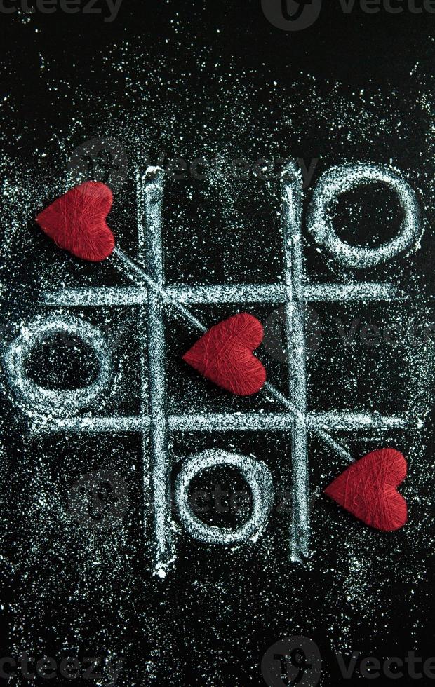 Love hearts on wooden texture background. Valentines day card concept. Heart for Valentines Day Background. photo