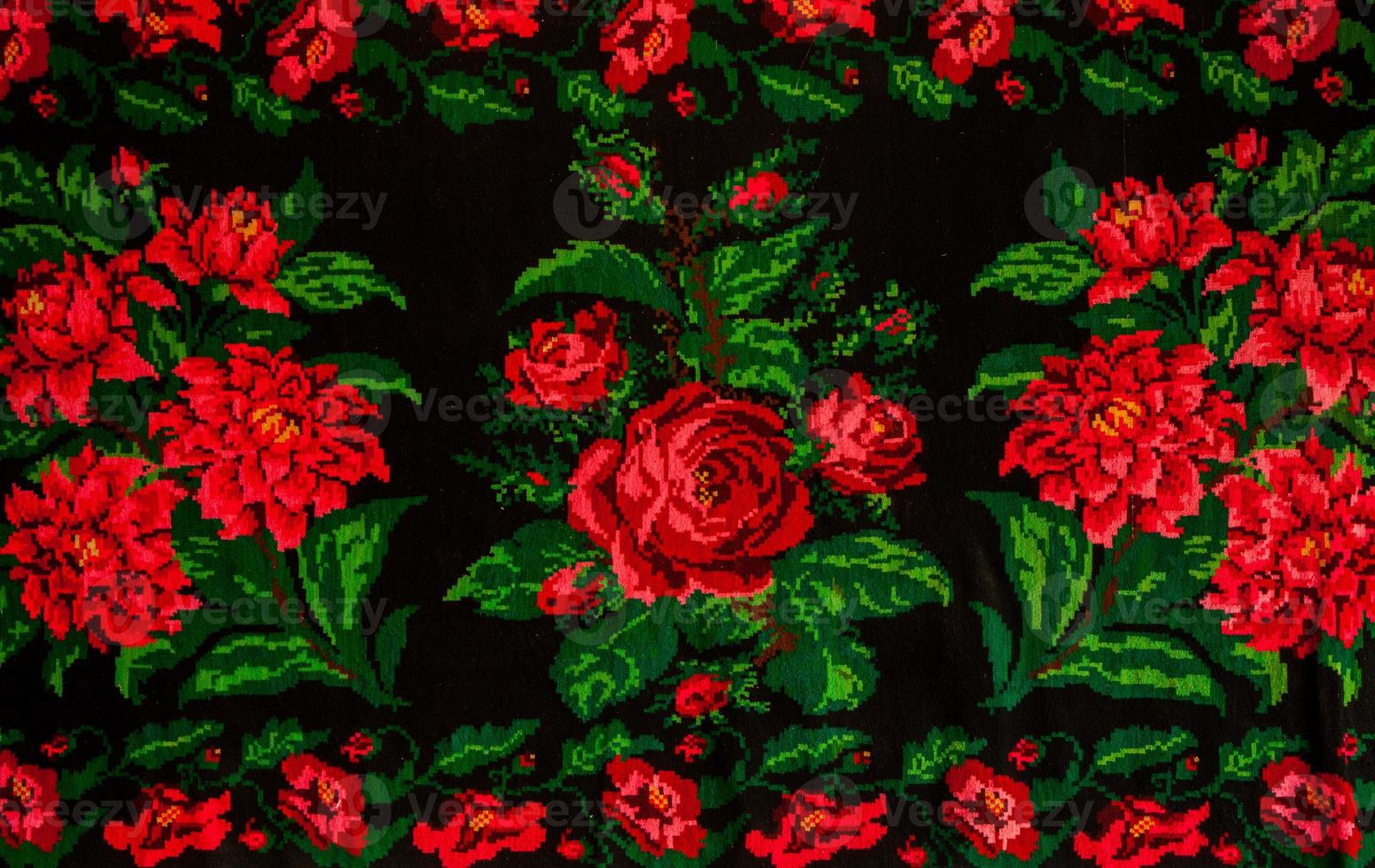 Romanian folk seamless pattern ornaments. Romanian traditional embroidery. Ethnic texture design. Traditional carpet design. Carpet ornaments. Rustic carpet design. photo