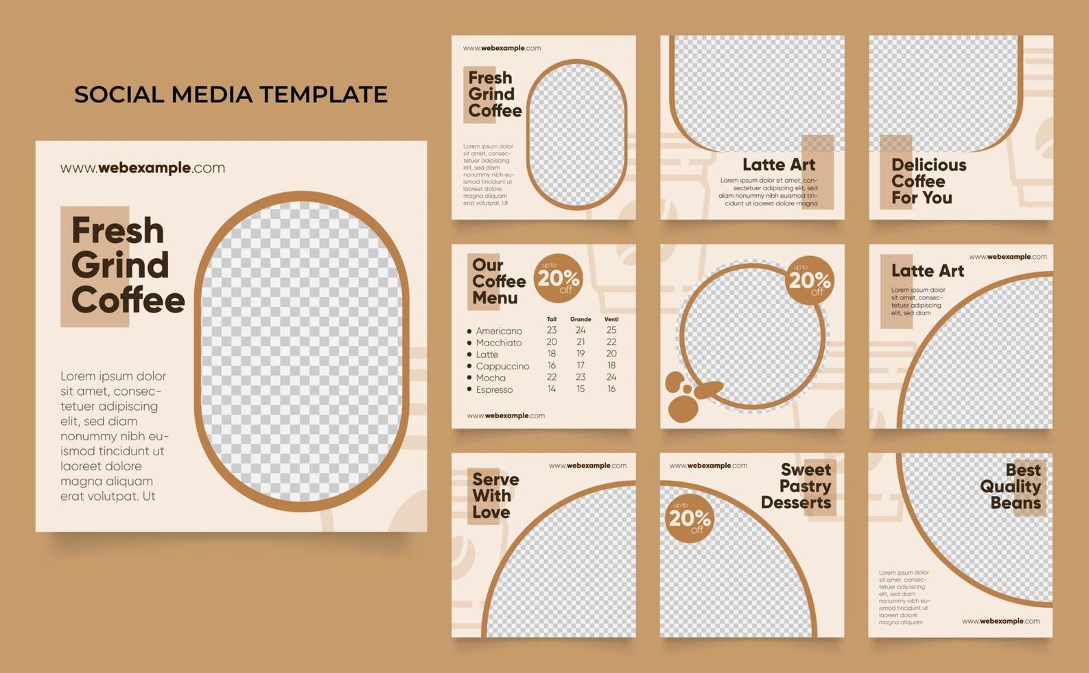 social media template banner blog coffee sale promotion vector