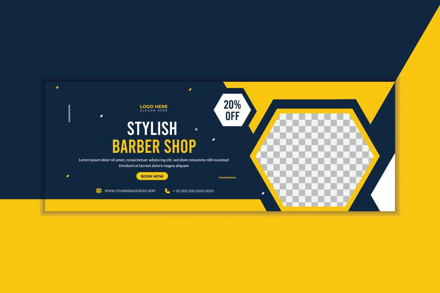 Hair Cutting barbershop social media cover design vector